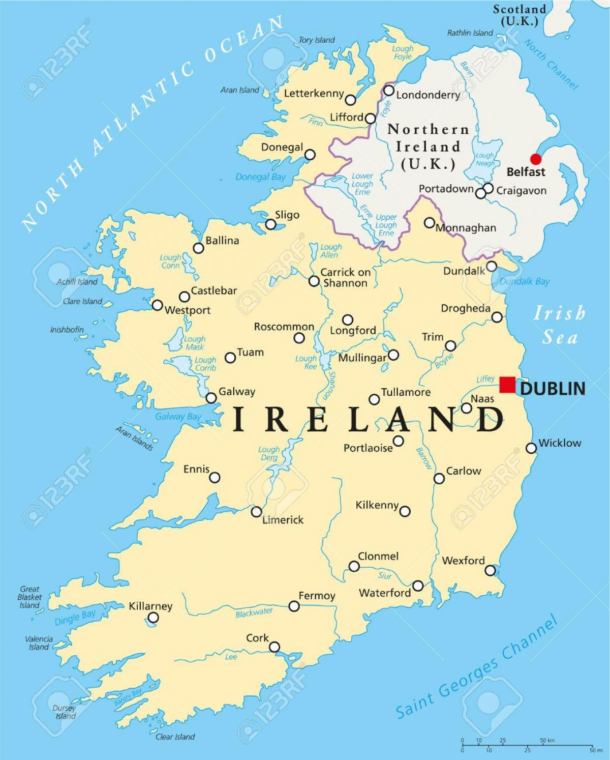 Дублін карта Ірландыя
