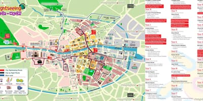 Дублін-хоп-хоп-оф аўтобус маршрут на карце