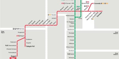Дублін Луас чырвоная лінія карце
